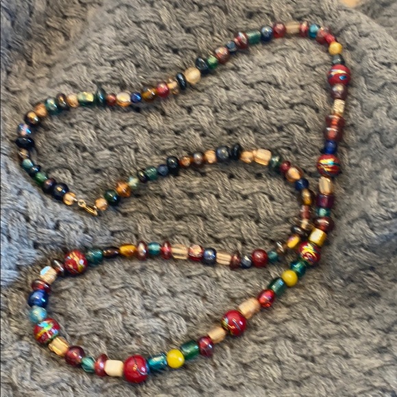 VTG hand strung multi color glass bead necklace - Picture 3 of 6